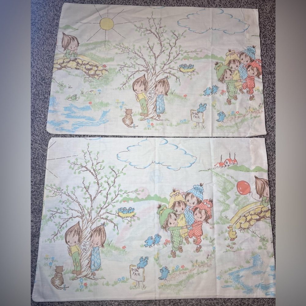 Vintage Betsey Clark Pillowcase Set of 2 Dan River 29”x20” Double Sided Design